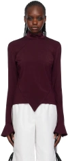 Fidan Novruzova Burgundy Flared Cuff Long Sleeve T-shirt In Burgundy/blk/white