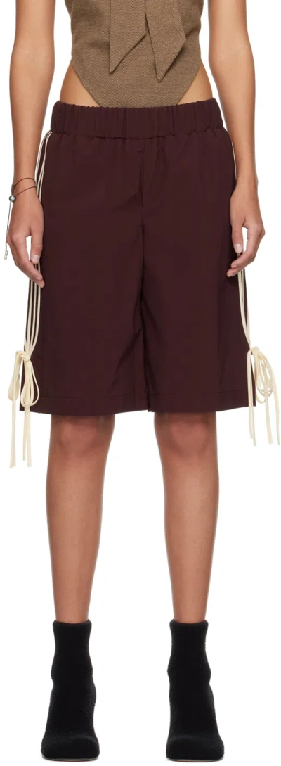 Fidan Novruzova Burgundy Giada Shorts In Burgundy/off-white