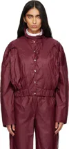 Fidan Novruzova Burgundy Macar Nylon Windbreaker Bomber Jacket In Red