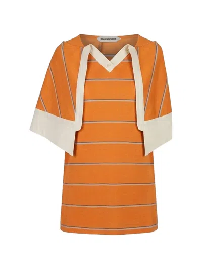 Fidan Novruzova Gaia Striped Short-sleeved Blouse In Multi