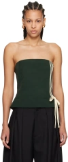 Fidan Novruzova Green Sasha Tube Top In Forest Green/off-whi