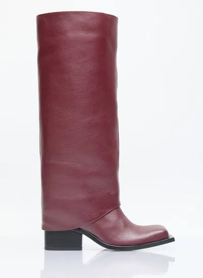 Fidan Novruzova Havva Leather Boots In Burgundy