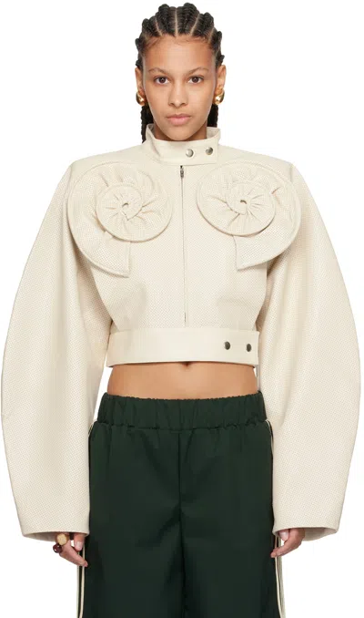 Fidan Novruzova Off-white Malvina Leather Jacket In Cream
