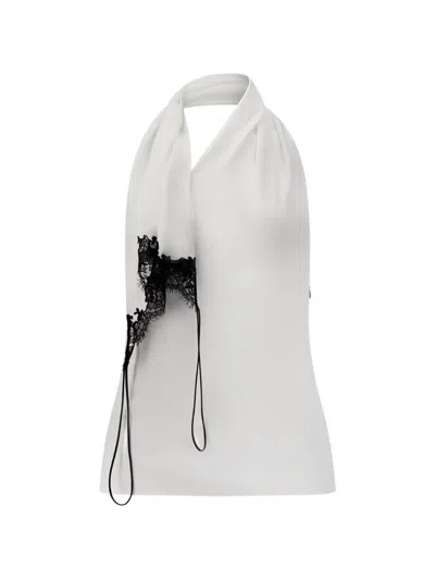 Fidan Novruzova Priscilla Lace-trim Halterneck Top In White