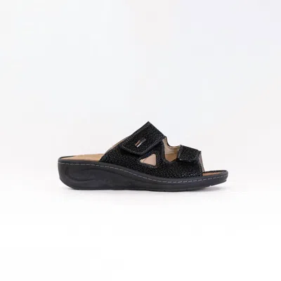 Fidelio Women's Hallux Fabia Slide Sandals In Black Print Suede