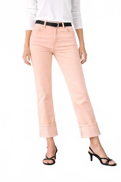 Fidelity Cali Cuff Crop Jeans In Peach In Pink
