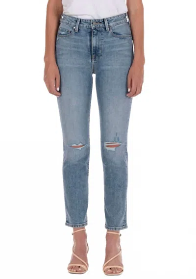 Fidelity Cher High Rise Slim Straight Distressed Jean In Mermaid In Blue