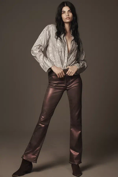 Fidelity Denim Kora Foil High-rise Flare Jeans In Purple