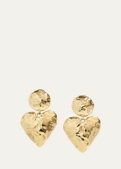 Fie Isolde Heart Earrings, Bold In Yellow Gold