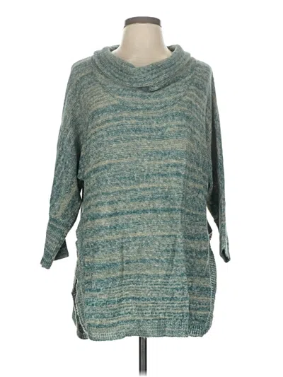 Pre-owned Field Flower 3/4 Sleeve Top Teal Cowl Neck Tops In Blue