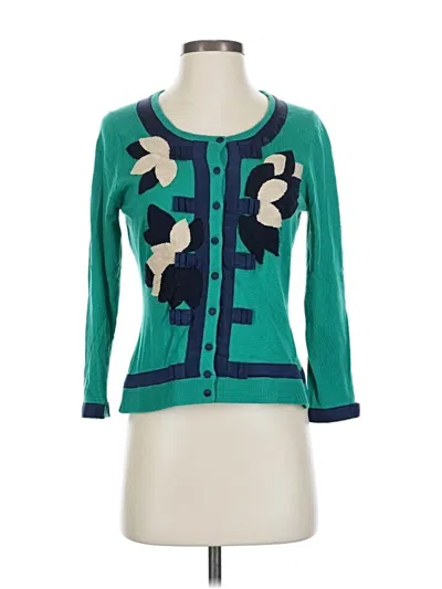 Pre-owned Field Flower Cardigan Sweater In Green