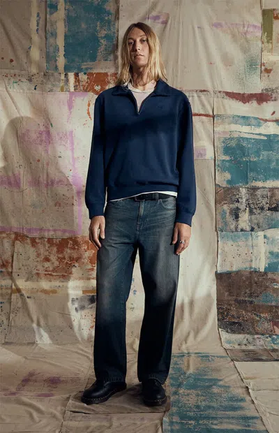 Field Of Study Men's By Pacsun Navy Embroidered Quarter Zip Sweatshirt