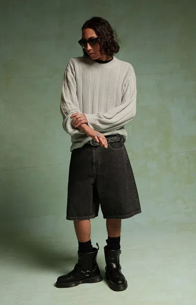 Field Of Study Men's By Pacsun Tonal Stripe Long Sleeve Sweater In Gray In White