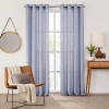 Fieldcrest Arden Solid Cotton Grommet Top Sheer Single Curtain Panel In Blue