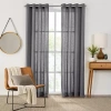 Fieldcrest Arden Solid Cotton Grommet Top Sheer Single Curtain Panel In Gray