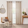 Fieldcrest Arden Solid Cotton Grommet Top Sheer Single Curtain Panel In Sand