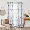 Fieldcrest Arden Watercolor Bouquet Cotton Grommet Top Sheer Single Curtain Panel In Blue