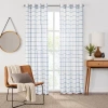Fieldcrest Arden Windowpane Cotton Grommet Top Sheer Single Curtain Panel In Blue
