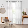 Fieldcrest Arden Windowpane Cotton Grommet Top Sheer Single Curtain Panel In Gray