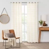 Fieldcrest Arden Windowpane Cotton Grommet Top Sheer Single Curtain Panel In Yellow