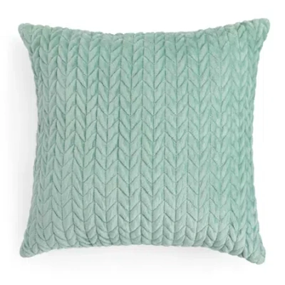 Fieldcrest Faux Mink Square Throw Pillow In Green