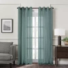 Fieldcrest Heritage Mirron Solid Grommet Top Sheer Single Curtain Panel In Blue