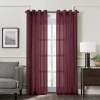 Fieldcrest Heritage Mirron Solid Grommet Top Sheer Single Curtain Panel In Red