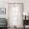 Fieldcrest Heritage Mirron Solid Grommet Top Sheer Single Curtain Panel In Sand