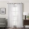 Fieldcrest Heritage Mirron Solid Grommet Top Sheer Single Curtain Panel In White