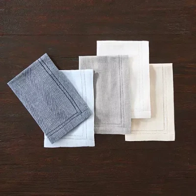 Fieldcrest Luxury Cotton-linen Herringbone 4-pc. Napkins In Blue