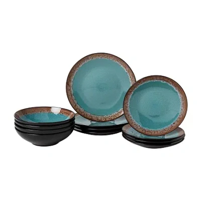 Fieldcrest Montecito 12-pc. Stoneware Dinnerware Set In Blue