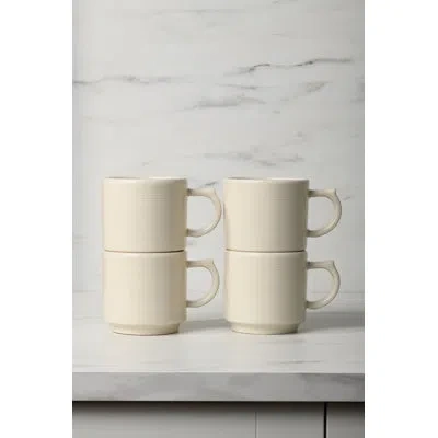 Fiesta 16 oz Set Of 4 Bright White Stackable Mug Set In Linen