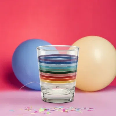 Fiesta 2026 All Colors Stripe 15-ounce Tapered Dof Double Old Fashioned Glass Set Of 4 In Red,blue,green,white,yellow,purple