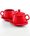 Fiesta 4 Pc. Sugar Bowl And Creamer Set With Tray In Brt Red