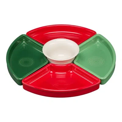 Fiesta 5-piece Christmas Mixed Colors Entertaining Set 8 1/5 Inch In Scarlet,meadow,jade,white