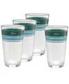 Fiesta Tropical Edgeline 16-ounce Tapered Cooler Glass, Set Of 4 In Jade,meadow,turquoise,sky