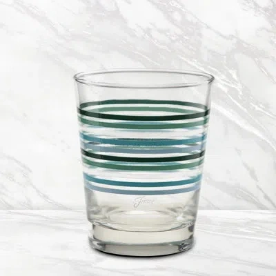 Fiesta Aegean Thin Stripe 15-ounce Tapered Dof Double Old Fashioned Glass Set Of 4 In Green