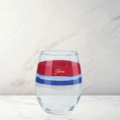 Fiesta Americana Edgeline 15-ounce Stemless Wine Glass Set Of 4 In Red,white,blue