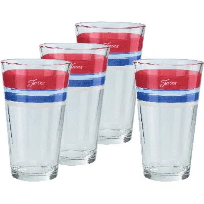 Fiesta Americana Edgeline 16-ounce Tapered Cooler Glass Set Of 4 In Red,white,blue