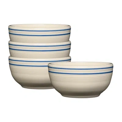 Fiesta Americana Lapis Bands Bistro Coupe 5 1/2 Inch Cereal Bowl 22 Oz, Set Of 4 In Linen