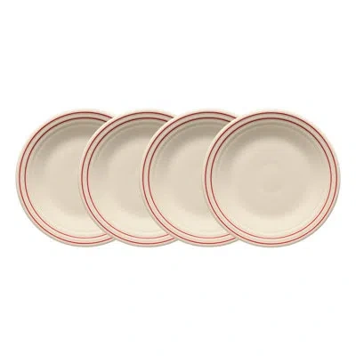 Fiesta Americana Scarlet Band Classic Rim 9 Inch Luncheon Plate, Set Of 4 In Linen
