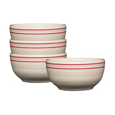 Fiesta Americana Scarlet Bands Bistro Coupe 5 1/2 Inch Cereal Bowl 22 Oz, Set Of 4 In Linen
