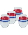 Fiesta Americana Stemless Wine Glasses, Set Of 4 In Multi