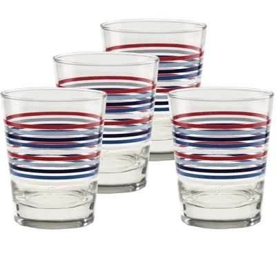 Fiesta Americana Thin Stripe 15-ounce Tapered Dof Double Old Fashioned Glass Set Of 4 In Multi