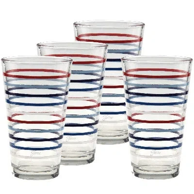 Fiesta Americana Thin Stripe 16-ounce Tapered Cooler Glass Set Of 4 In Multi