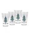 Fiesta Blue Christmas Tree Tapered Cooler 4 Piece Glass Set, 16 oz In Multi