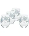 FIESTA BOTANICAL FLORAL 15-OUNCE STEMLESS WINE GLASS SET OF 4