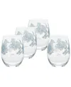 Fiesta Botanical Floral 15-ounce Dof Double Old Fashioned Glass Set Of 4 In Sky