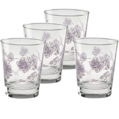 Fiesta Botanical Floral Lavender 15-ounce Tapered Dof Glass Set Of 4 In Purple