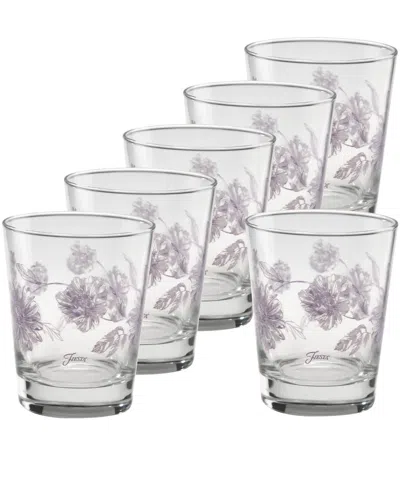 Fiesta Botanical Floral Lavender Double Old Fashioned Glasses, Set Of 6 In Transparent